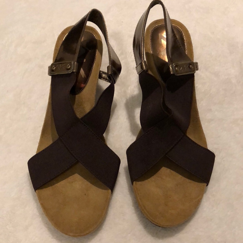 Brown and metallic wedges